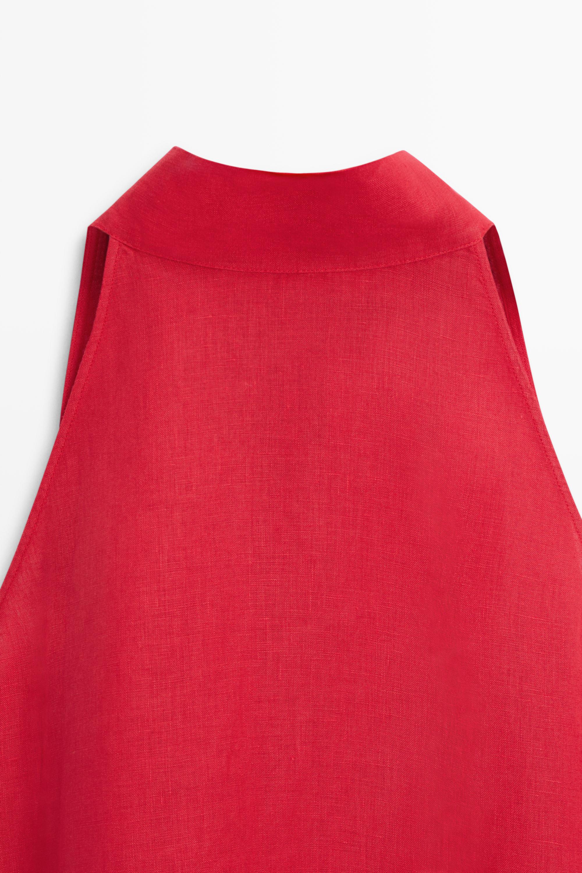Top fluide à encolure américaine 100 % lin